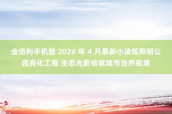 金佰利手机版 2026 年 4 月最新小凌狐照明公园亮化工程 生态光影绘就城市当然夜境