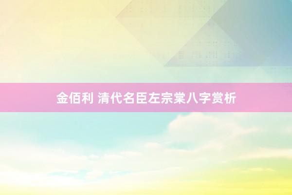 金佰利 清代名臣左宗棠八字赏析