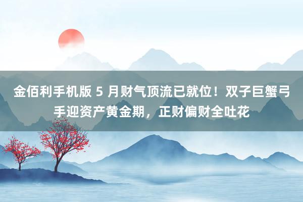 金佰利手机版 5 月财气顶流已就位！双子巨蟹弓手迎资产黄金期，正财偏财全吐花
