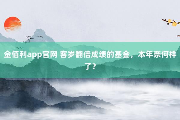 金佰利app官网 客岁翻倍成绩的基金，本年奈何样了？