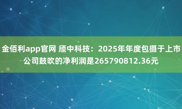 金佰利app官网 颀中科技：2025年年度包摄于上市公司鼓吹的净利润是265790812.36元