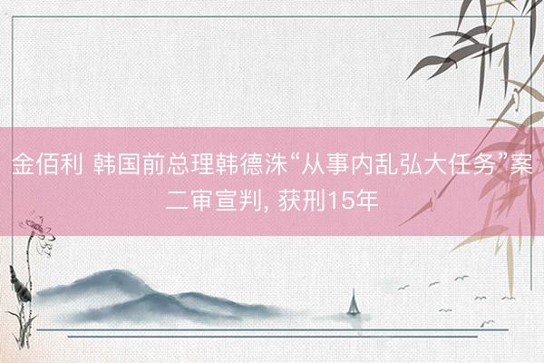 金佰利 韩国前总理韩德洙“从事内乱弘大任务”案二审宣判， 获刑15年